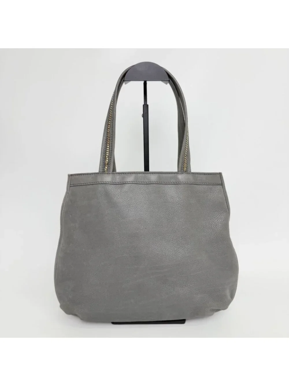 Fendi Nubuck FF Chain Tote Bag Leather Gray Gold Vintage